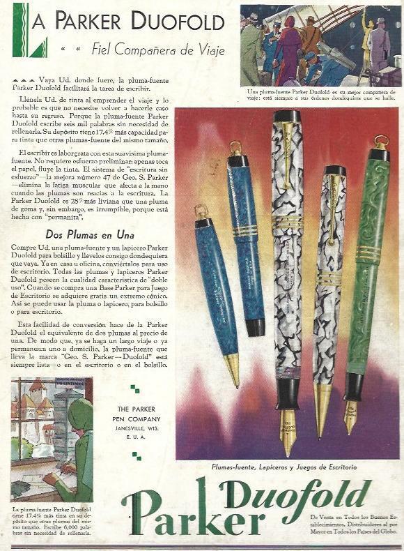 LAMINA 33675: Contraportada con publicidad de Parker Duofold