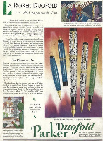 LAMINA 33675: Contraportada con publicidad de Parker Duofold