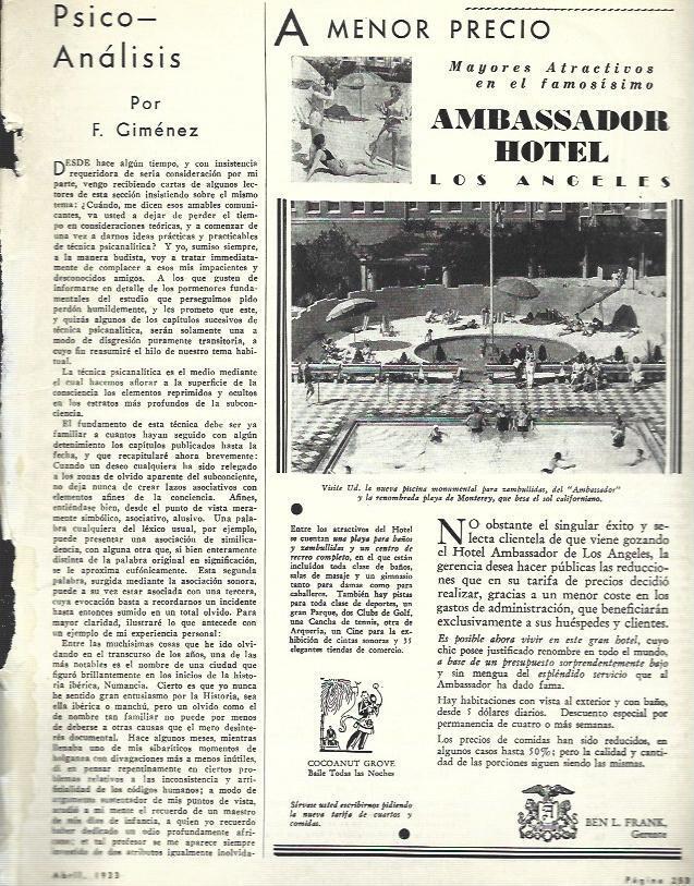 LAMINA 33674: Publicidad de Ambassador Hotel de Los Angeles