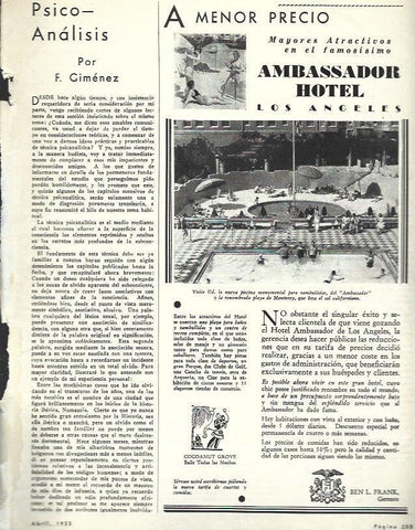 LAMINA 33674: Publicidad de Ambassador Hotel de Los Angeles