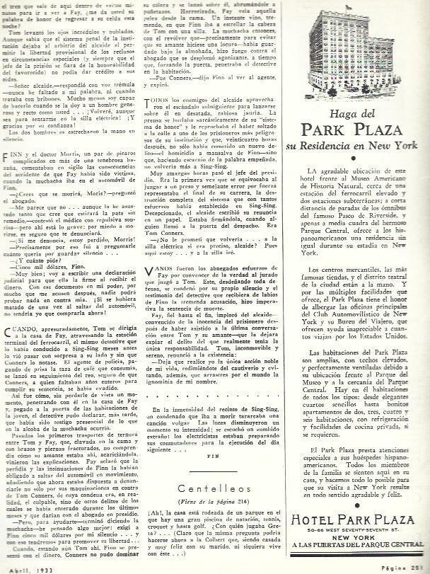 LAMINA 33673: Publicidad de Hotel Park Plaza de Nueva York