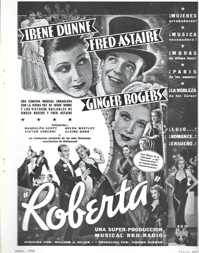 LAMINA 33614: Anuncio de Roberta con Fred Astaire y Ginger Rogers