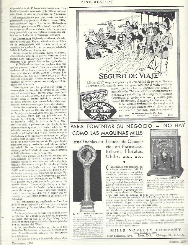 LAMINA 33607: Publicidad de Maquina Mills y Seasick