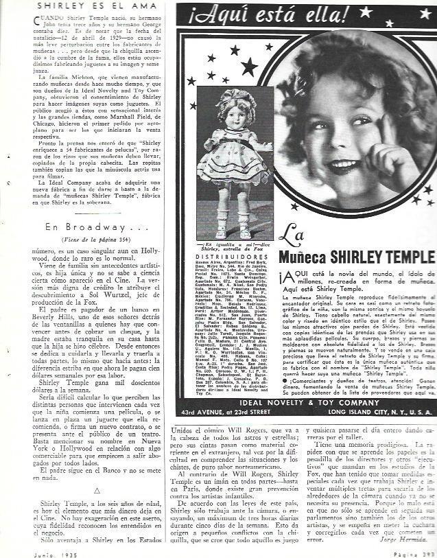 LAMINA 33640: Publicidad de la muñeca Shirley Temple