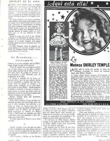 LAMINA 33640: Publicidad de la muñeca Shirley Temple