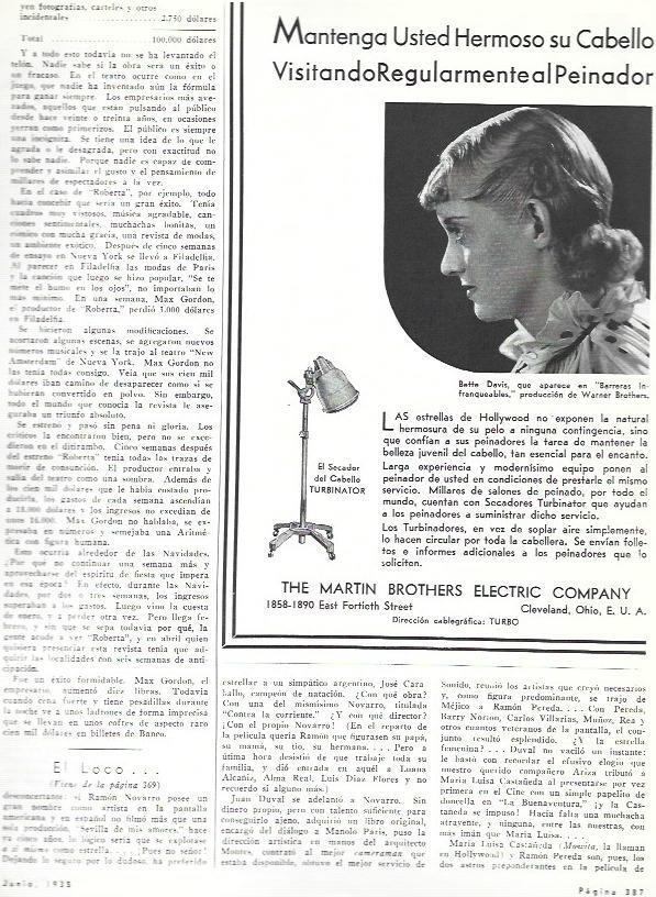 LAMINA 33637: Bette Davis en publicidad de secador Turbinator