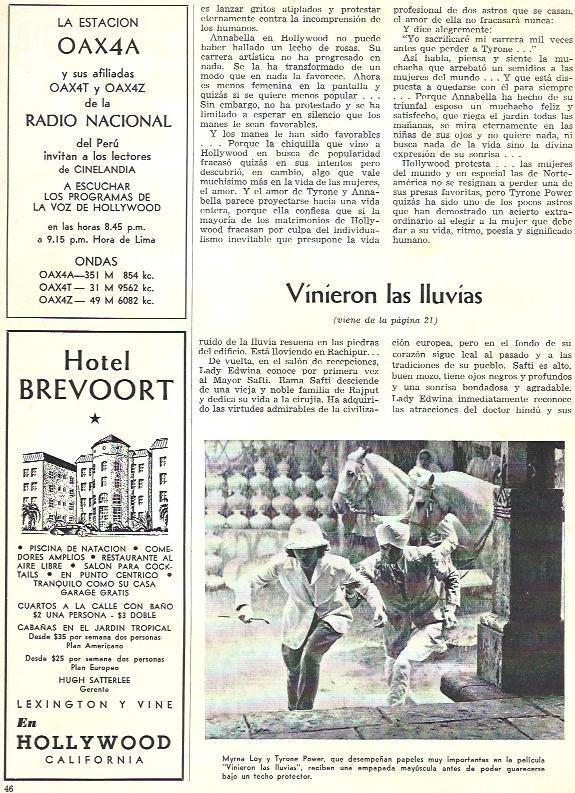 LAMINA 33767: Myrna Loy y Tyrone Power en Vinieron las lluvias