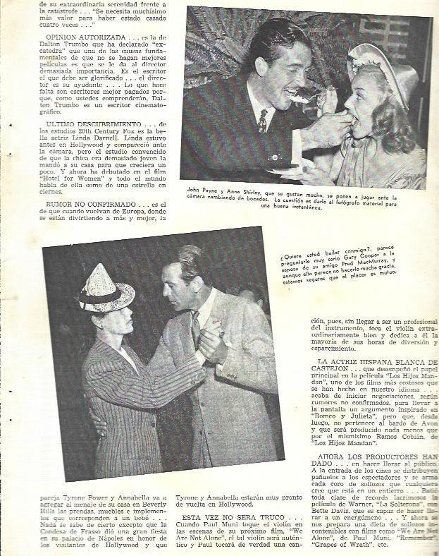 LAMINA 33749: John Payne y Anne Shirley y Gary Cooper bailando 