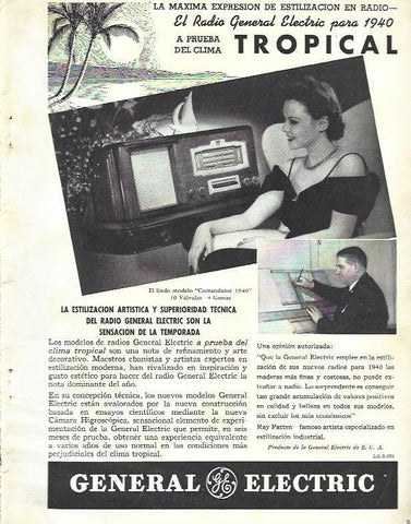 LAMINA 33747: Publicidad de Radio Tropical de General Electric