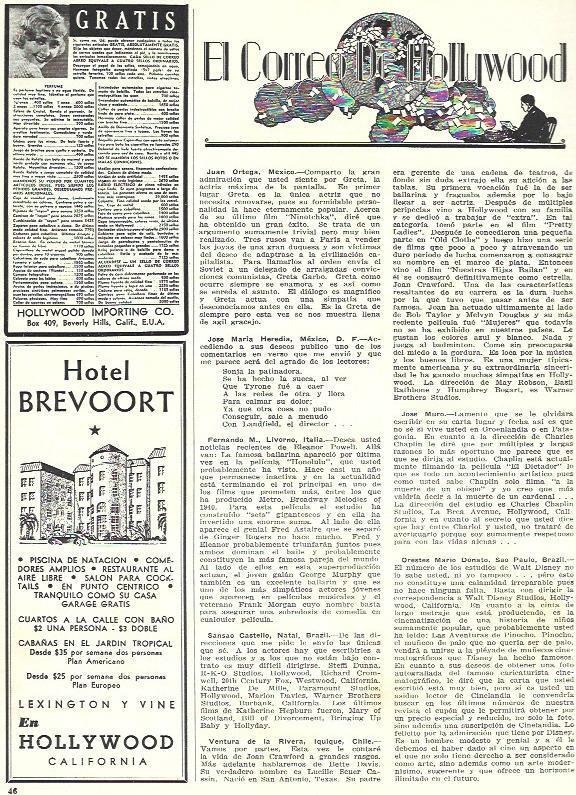 LAMINA 33793: Publicidad de Hotel Brevoort de Hollywood