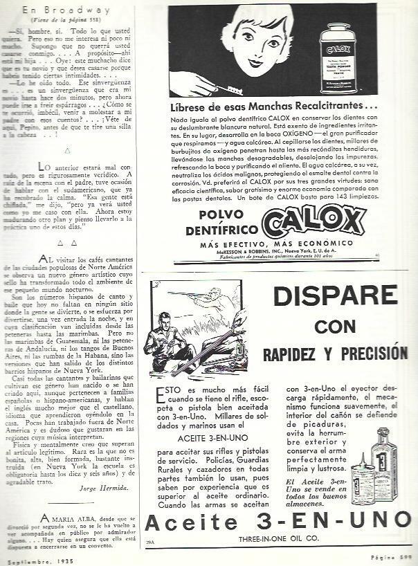 LAMINA 33705: Publicidad de aceite 3 en uno y de Calox