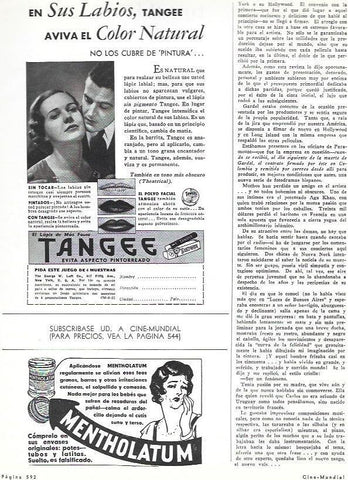 LAMINA 33701: Publicidad de Mentholatum y Tangee