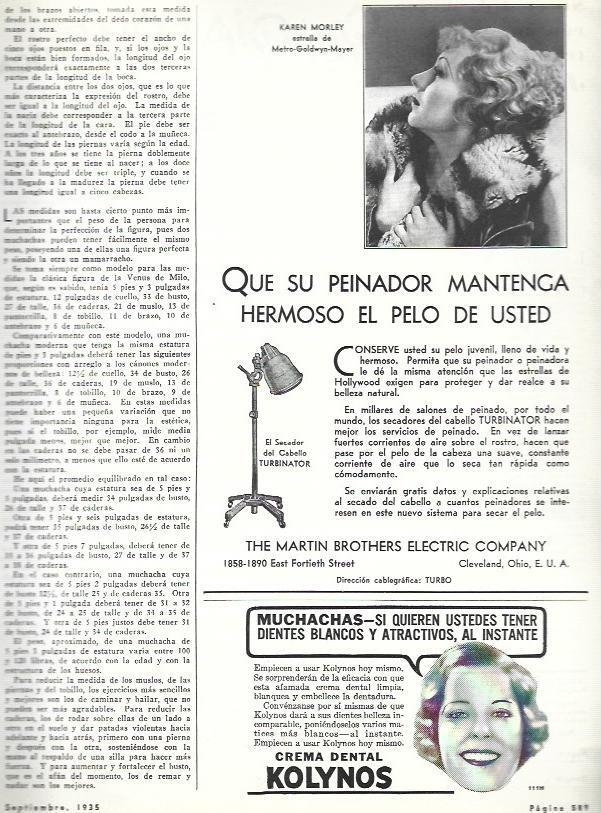 LAMINA 33700: Publicidad de secador Turbinator y crema Kolynos