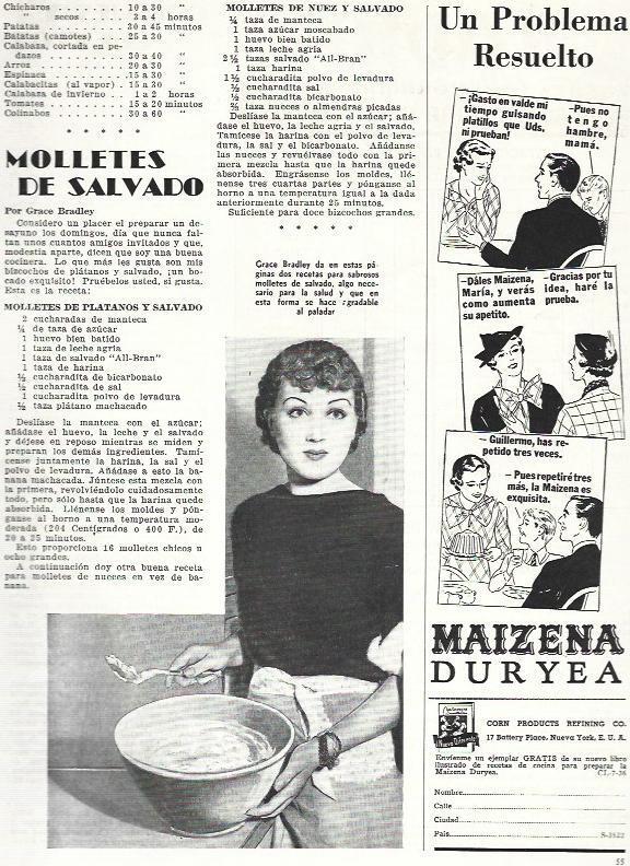 LAMINA 33738: Grace Bradley, recetas y publicidad de Maizena Duryea