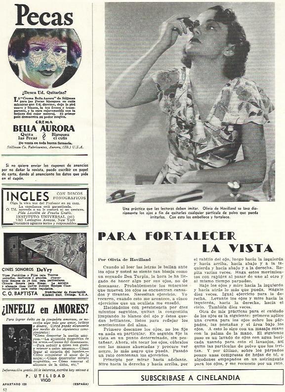 LAMINA 33736: Articulo por Olivia de Havilland 
