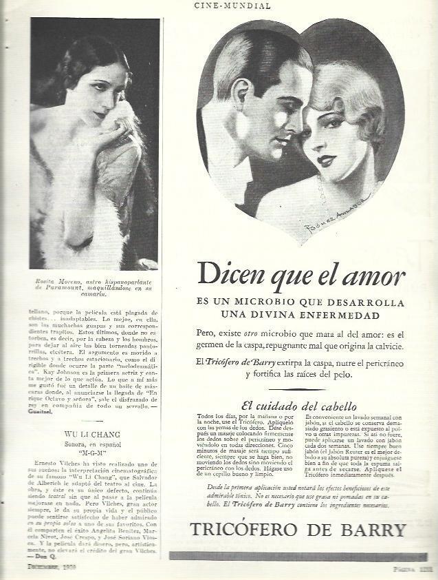 LAMINA 33596: Rosita Moreno y publicidad de Tricofero de Barry