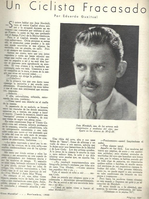 LAMINA 33470: Jean Hersholt