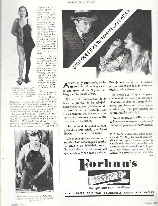 LAMINA 33455: Buck Jones, Josephine Joseph y publicidad de Forhan's