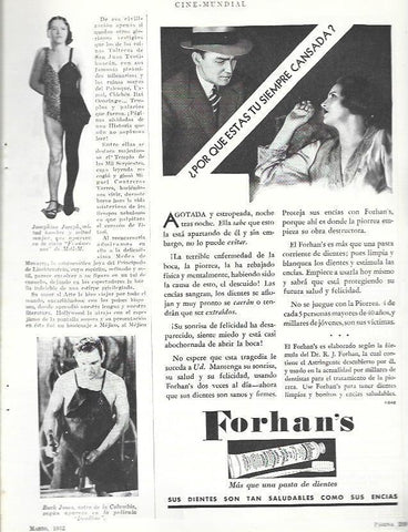 LAMINA 33455: Buck Jones, Josephine Joseph y publicidad de Forhan's