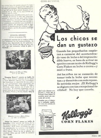 LAMINA 33450: Dolores del Rio y publicidad de Kellogg's