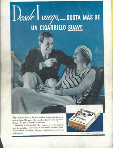 LAMINA 33494: Publicidad de Chesterfield en contraportada