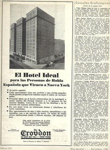LAMINA 33492: Publicidad de Hotel The Groydon de Nueva York