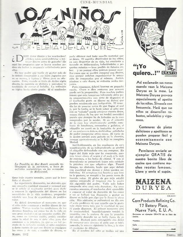 LAMINA 33449: La pandilla de Hal Roach y publicidad de Maizena Duryea