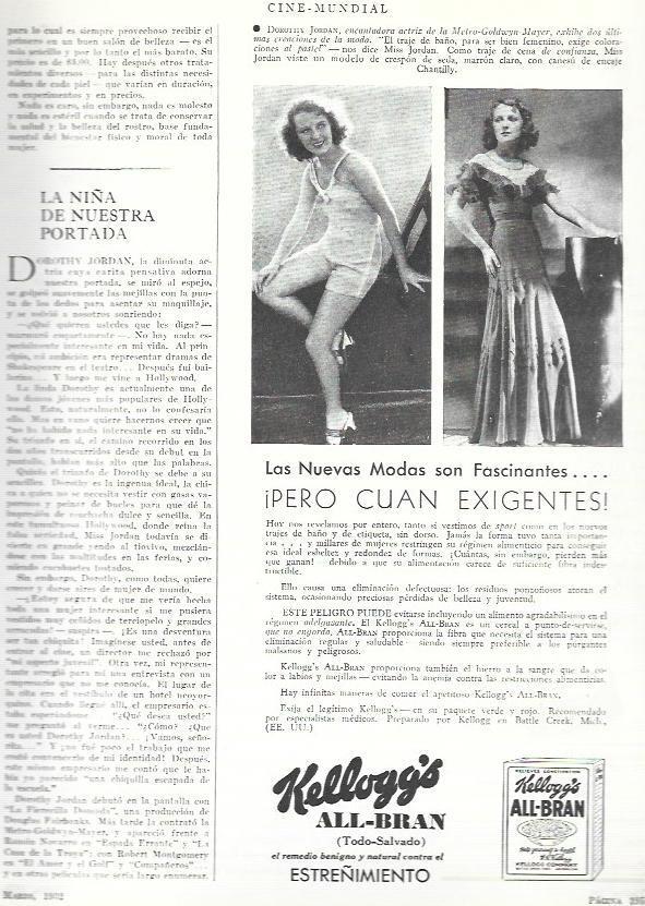 LAMINA 33448: Dorothy Jordan en publicidad de Kellogg's