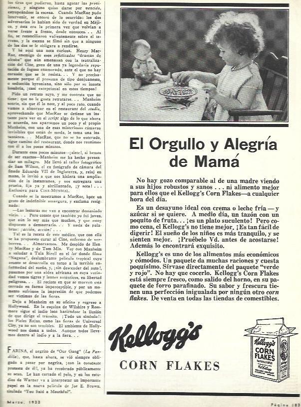 LAMINA 33420: Publicidad de Corn Flakes de Kellogg's