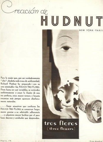 LAMINA 33418: Publicidad de Polvos Tres Flores de Hudnut