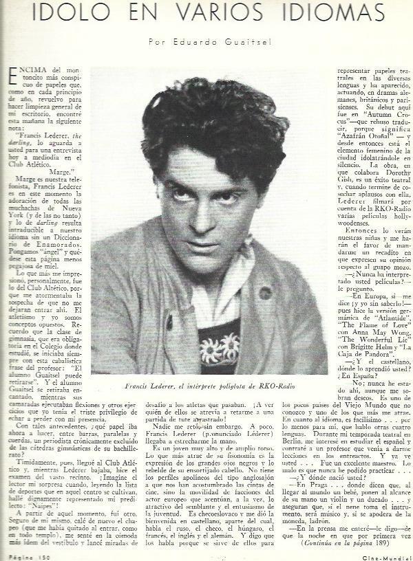 LAMINA 33405: Francis Lederer