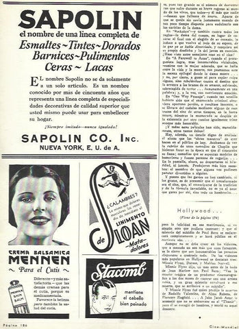 LAMINA 33421: Publicidad de Sapolin, Mennen y Stacomb