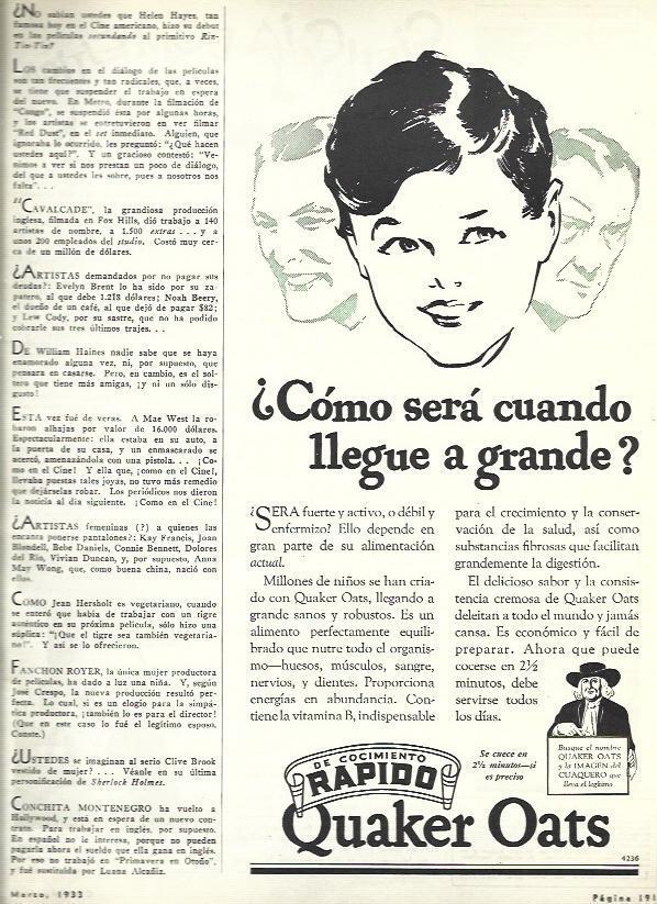 LAMINA 33424: Publicidad de Quarker Oats