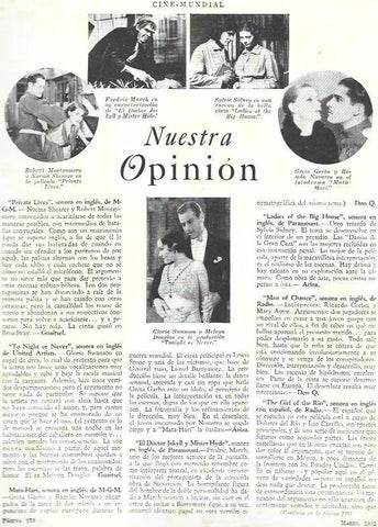 LAMINA 33435: Fotogramas de Mata Hari, Private Lifes y Tonight or Never