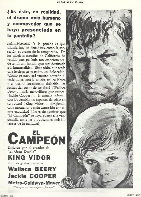 LAMINA 33429: Anuncio del film El Campeon
