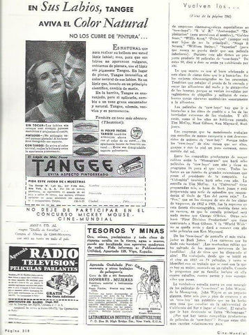 LAMINA 33558: Publicidad de Tangee y del Instituto de Radio