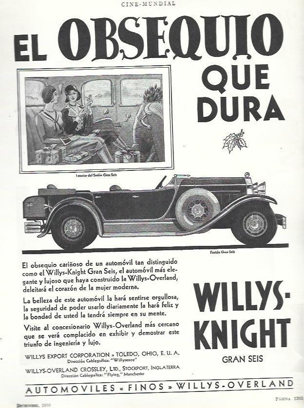 LAMINA 33592: Publicidad del coche Willys Knight Gran Seis
