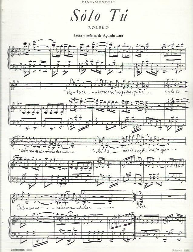 LAMINA 33591: Partitura del bolero Solo tu