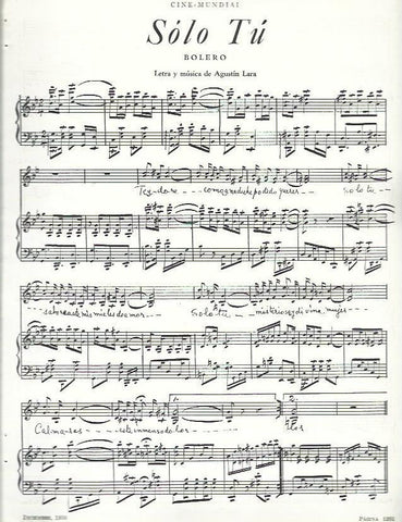 LAMINA 33591: Partitura del bolero Solo tu
