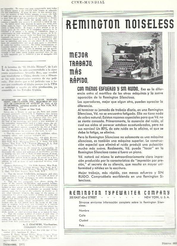LAMINA 33519: Publicidad de Remington Noiseless