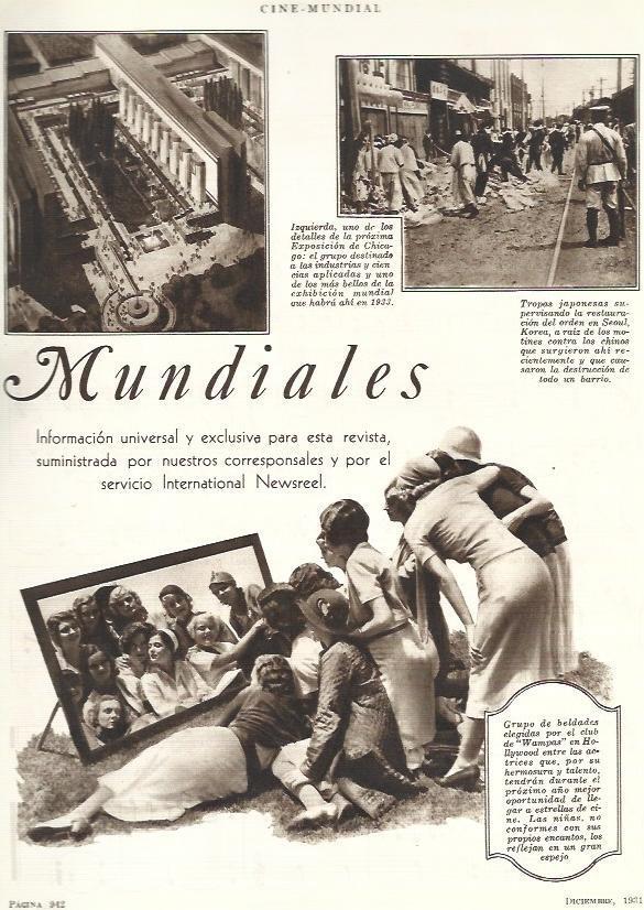 LAMINA 33512: Exposicion de Chicago, tropas de Japon en Seul y chicas del club Wampas
