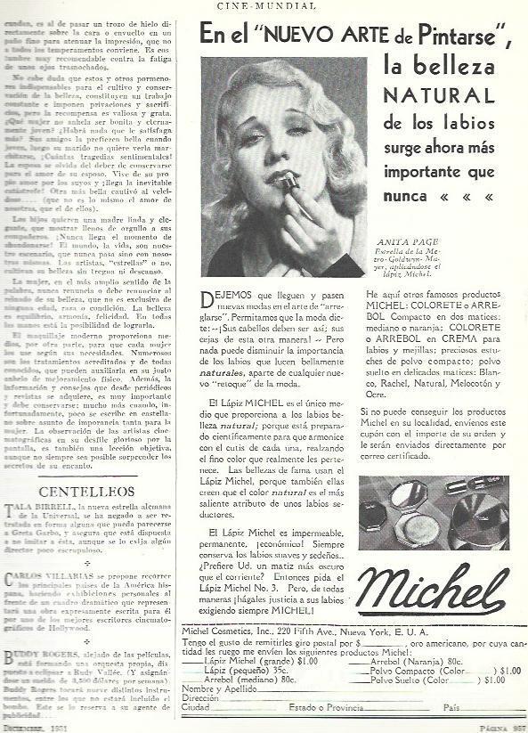 LAMINA 33520: Publicidad de pintalabios Michel