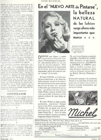 LAMINA 33520: Publicidad de pintalabios Michel
