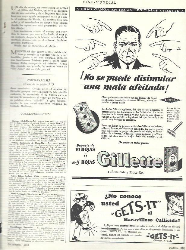 LAMINA 33532: Publicida de cuchillas Gillette y Gets-it
