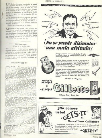 LAMINA 33532: Publicida de cuchillas Gillette y Gets-it