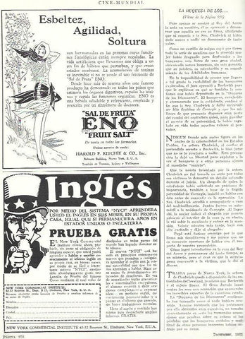 LAMINA 33529: Publicidad de New York Commercial Institute y sal de fruta Eno