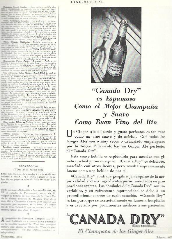 LAMINA 33525: Publicidad de ginger ale Canada Dry