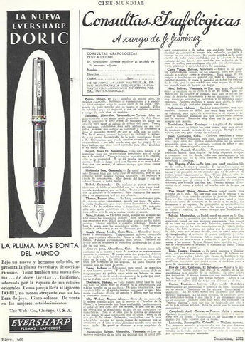 LAMINA 33524: Publicidad de la pluma Eversharp Doric