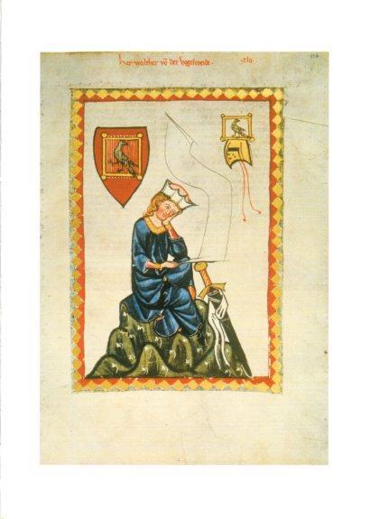 LAMINA V25675: El trovador Walther von der Vogelweide, Codice de Manese