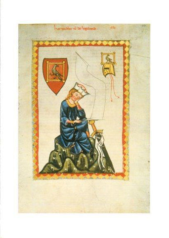 LAMINA V25675: El trovador Walther von der Vogelweide, Codice de Manese
